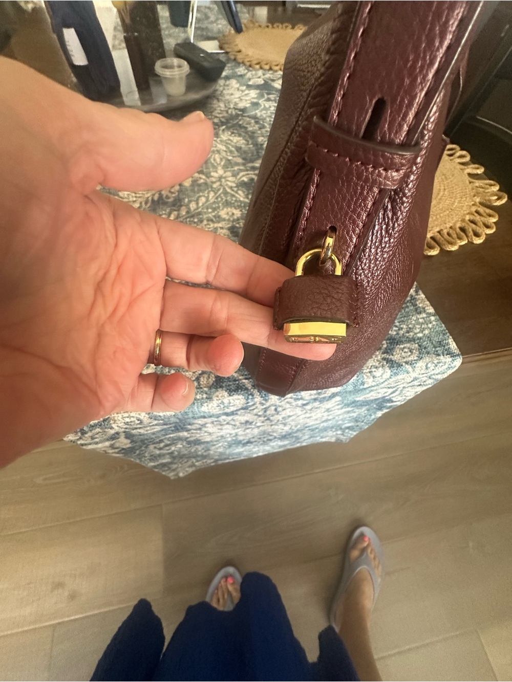 Tignanello Pebbled Leather Hobo in Burgundy - Picture 4 of 6